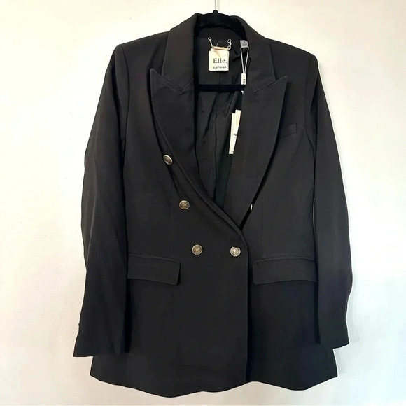Elie Tahari Double Breasted Long Sleeve Black Blazer Jacket Size 8 NWT - Picture 2 of 10